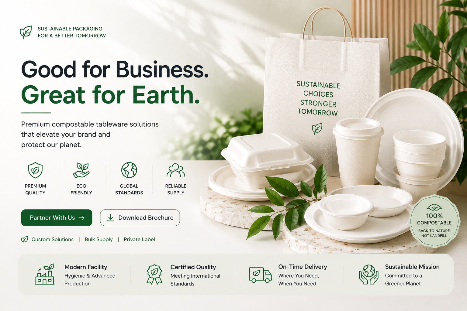 Good for Business, Great for Earth — premium compostable tableware for global brands